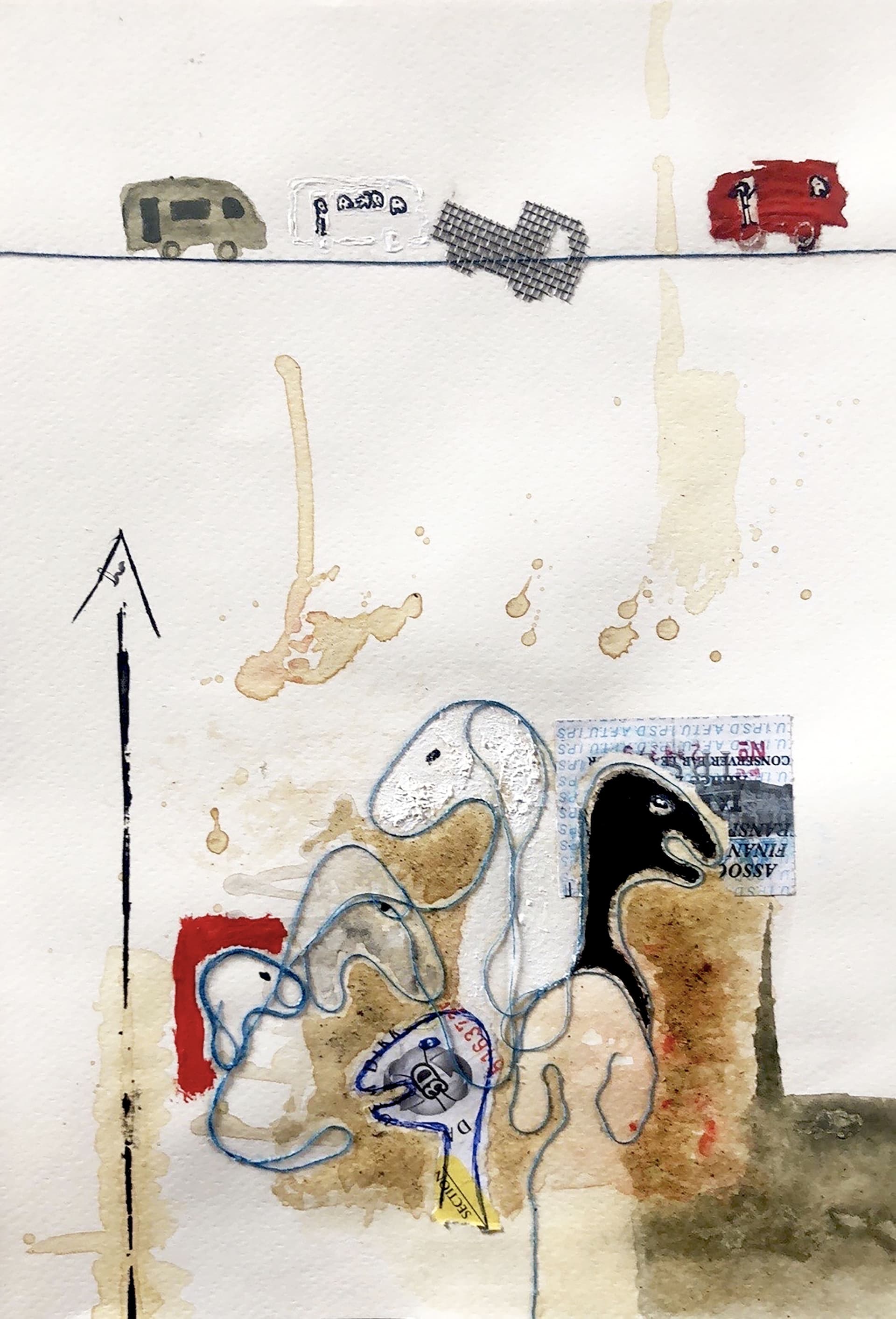 trafic , mouton, dessin sur canson 